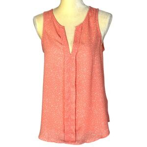 MAURICES Women's Blouse Sleeveless Orange Size Small Summer‎ Easy Care Polka Dot